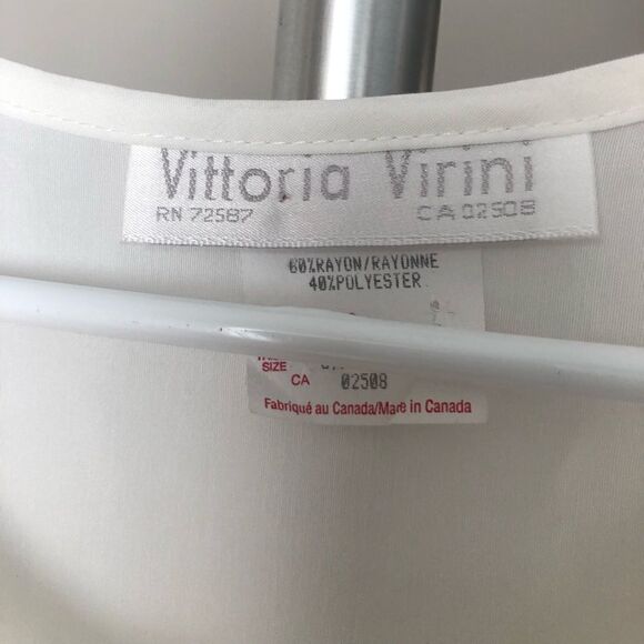 Vittoria‎ VIRINI Vintage White Sleeveless Lightly Sheer Classic Blouse Sz S - Picture 4 of 4